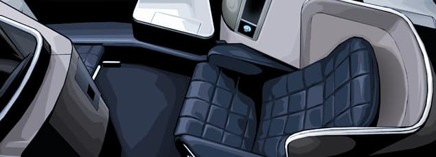 Lie-flat seats in a modern business class cabin